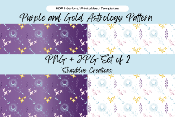 Download Purple and Gold Boho Astrology Pattern - Purple Collection