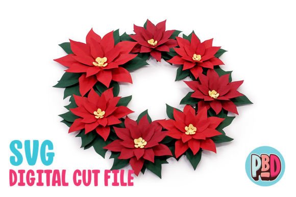 Download Poinsettia Wreath 3D Papercraft - Craft Collection