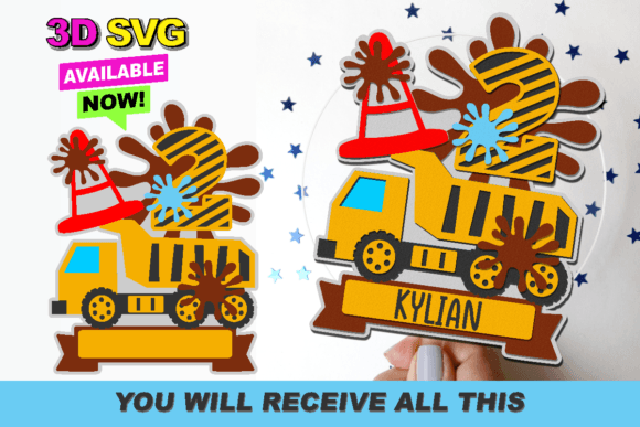 Download Dump Truck Cake Topper 3D SVG - Topper Collection