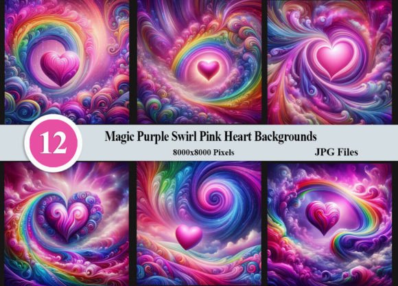 Download Magic Purple Swirl Pink Heart Background - Purple Collection