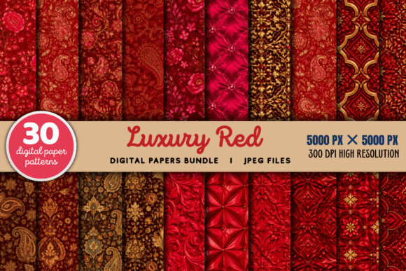 Download Luxury Red Digital Paper Red Bundle - Premium Resources