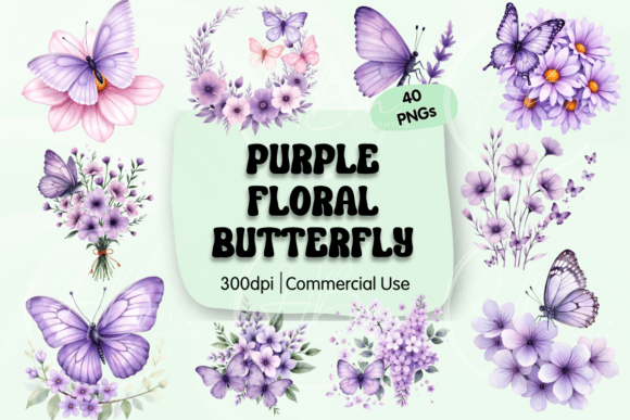Download Purple Floral Butterfly Clipart - Purple Collection