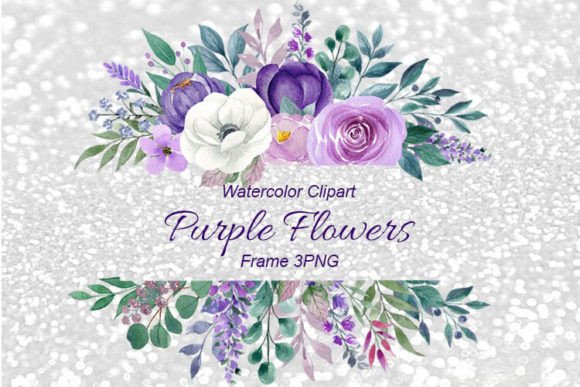 Download Watercolor Purple Flower Frame Clipart - Purple Collection