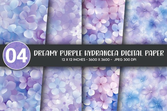 Download Dreamy Purple Hydrangea Digital Paper - Purple Collection