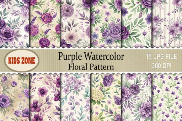 Download Purple Watercolor Floral Pattern - Purple Collection