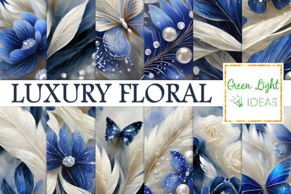 Download Blue and Silver Luxury Floral Background - Premium Resources