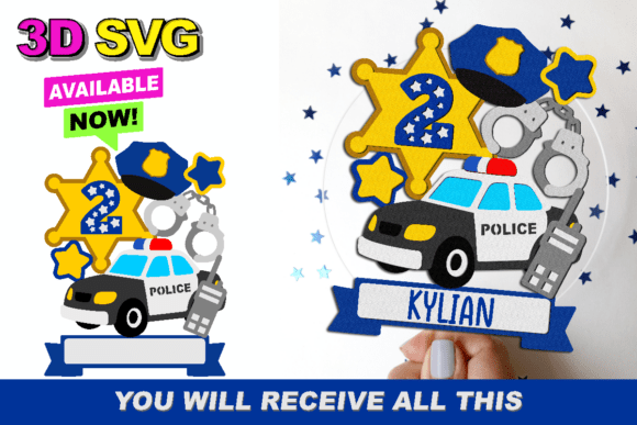Download Police Cake Topper 3D SVG - Topper Collection