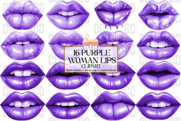 Download Purple Glossy Woman Lips Bundle - Purple Collection