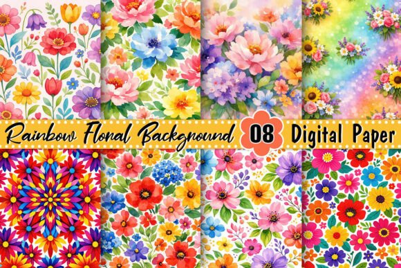 Download Rainbow Floral Background - Premium Resources