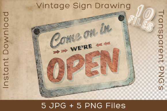 Download Store Open Sign Vintage Art Drawing - Drawing Collection
